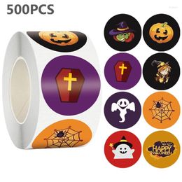 Emballage cadeau 500 pièces/rouleau joyeux Halloween autocollants étiquettes 8 conceptions citrouille fantôme décoratif enveloppe joints pour cartes