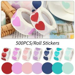 Gift Wrap 500 Stuks/Roll Liefde Hartvormige Sticker Zelfklevende Seal Labels Verjaardagsfeestje Box Pakket Scrapbooking Briefpapier