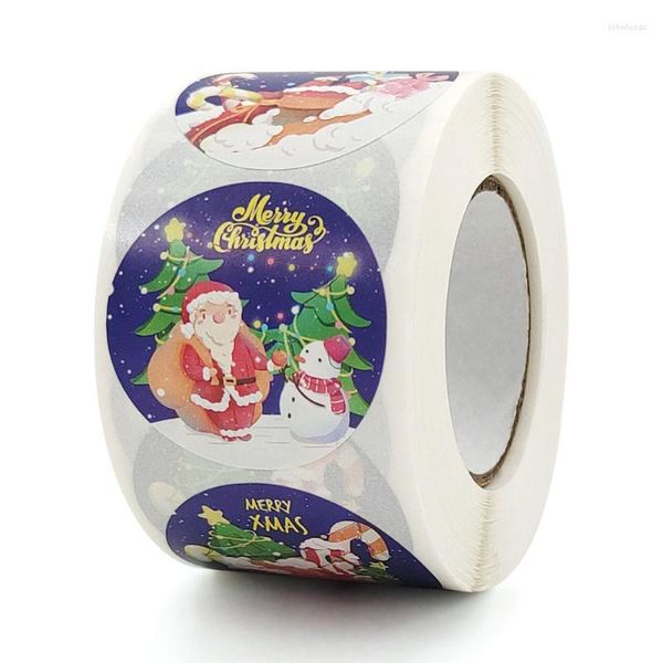 Cadeau cadeau 500pcs / rouleau joyeux Noël autocollant à la main boîte de carte paquet Santa merci autocollants enveloppe sceau étiquettes année décor