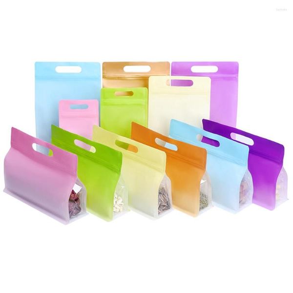 Emballage cadeau 500pcs auto-scellant refermable sacs d'emballage recyclables en plastique coloré stand up sac pour snack café thé noix