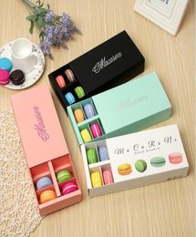 Enveloppe-cadeau 500pcs Boîte de macaron blanc avec des boîtes de dessert en noir et vert rose favorise les cadeaux emballages pour 12 macarons7807358