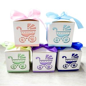 Emballage cadeau 50100pcs Baby Foot Candy Box Baby Shower Carriage Paper Sweet Bag Footprints Party Favor Boxes Baptism Container Gift Box 230627
