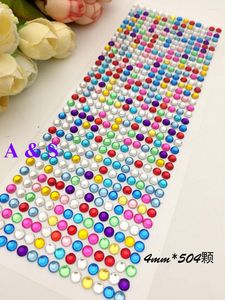 Emballage cadeau 504 pièces/feuille 4 MM en vrac strass autocollant rond Flatback acrylique autocollants auto-adhésif pâte bricolage Nail Art coque de téléphone décoration