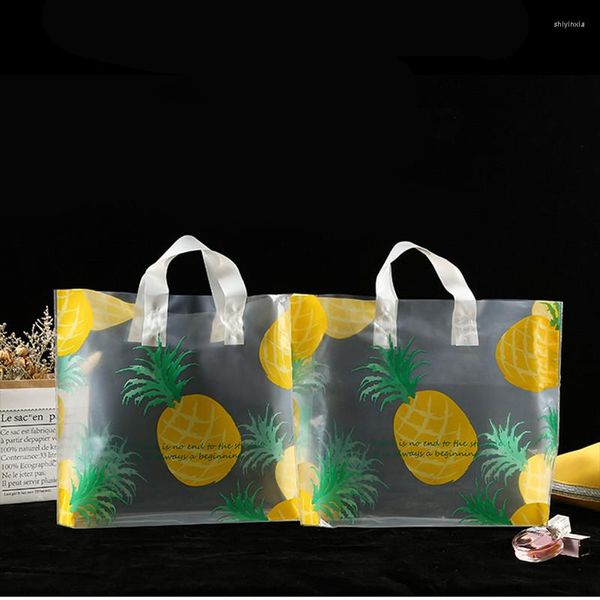 Emballage cadeau 50 pc sacs en plastique d'ananas stockage épais et Durable sac d'emballage de vêtements d'achat avec poignée emballage de bonbons