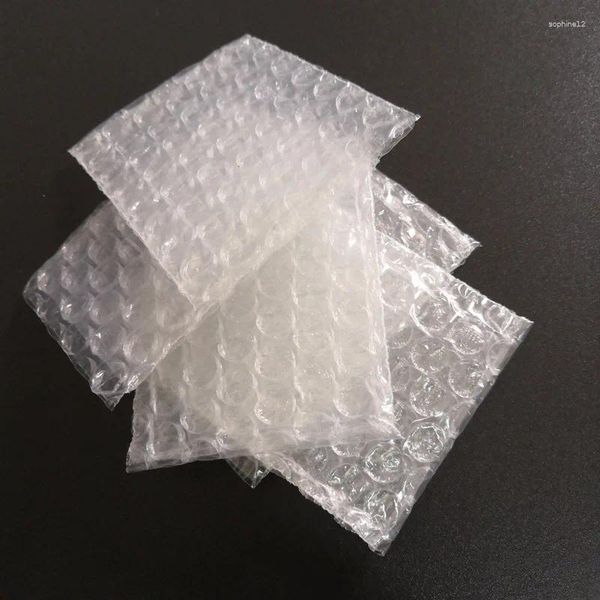 Emballage cadeau 50pcs 100pcs 80 / 100mm enveloppe en plastique sacs d'emballage à bulles blanches PE sac transparent antichoc double film