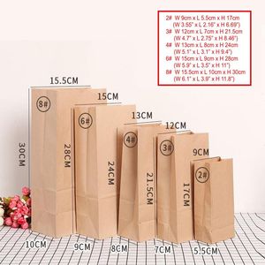 Emballage cadeau 50 pièces 100 pièces sac en papier Kraft brun emballage Biscuits bonbons nourriture Cookie noix Snack cuisson paquet cadeau