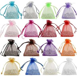 Envoltura de regalo 50pcs 17 cm x 23 cm Organza Joyería Caja dibujable Bolsas de bolsa de dulces de boda