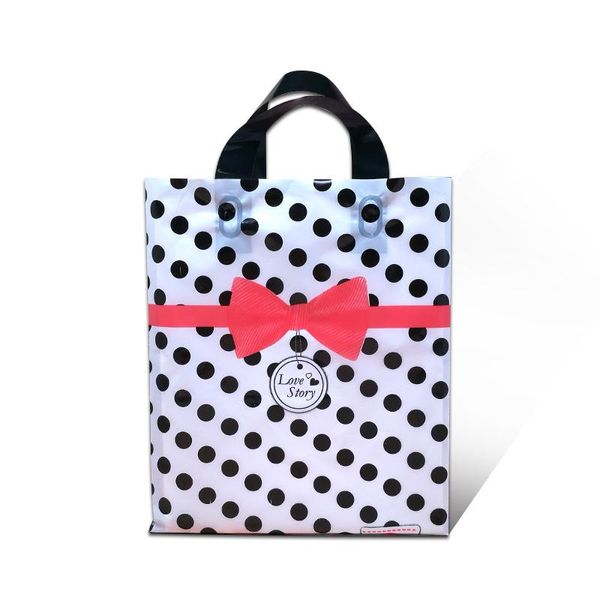 Papel de regalo 50 Uds 25x35cm ropa bolsa de transporte de plástico bolsas de compras Favor de fiesta espesar mango de boda embalaje de maquillaje