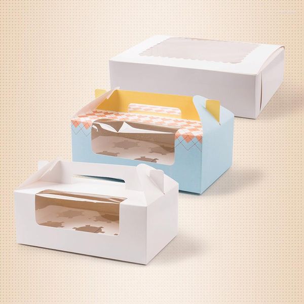 Emballage cadeau 50 pièces 9 11cm boîte à Cupcake emballage de gâteau avec poignée boîtes simples doublure de boîtier de pouding