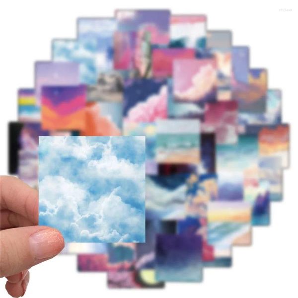 Envoltura de regalo 50 unids estético nube luna azul cielo pegatinas para teléfono portátil papelería guitarra cuadernos scrapbooking suministros etiqueta rosa