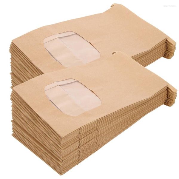 Envoltura de regalo 50pcs Bolsas de panadería con ventana transparente Tostadas Papel Galletas Pasteles Sándwich