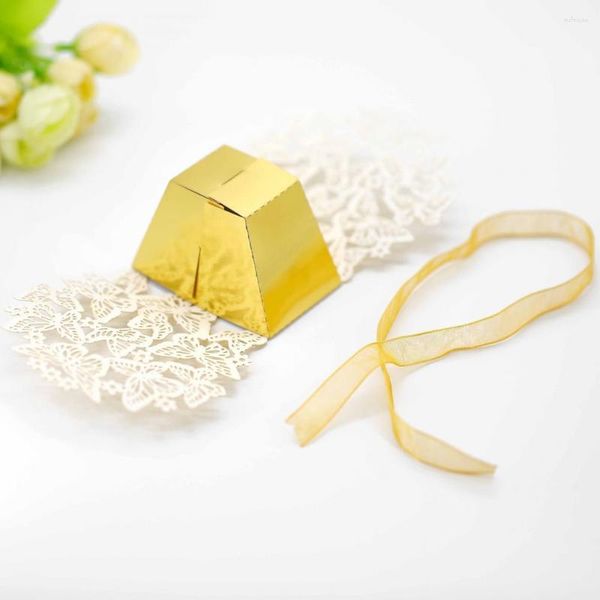 Papel de regalo 50 piezas hermosa caja de dulces de boda Color sólido a prueba de polvo decoración de caja de embalaje de Chocolate