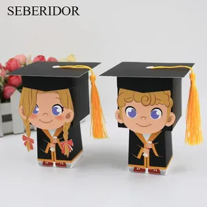 Cadeau cadeau 50pcs blonde garçon fille en casquette stéréoscopique mini boîte de bonbons pour la fête de remise des diplômes décor de faveur