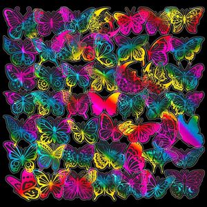 Envoltura de regalo 50 unids Mariposa Transparente Oro Holográfico Láser Color Pegatinas para Sobre Tarjetas de Felicitación Equipaje Caja portátil Taza Clipbook