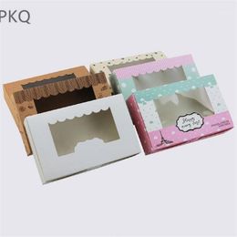 Emballage cadeau 50 pièces boîtes à gâteaux et emballage boîte en papier Kraft avec fenêtre Cupcake maison fête à la main Cookie Boxes1