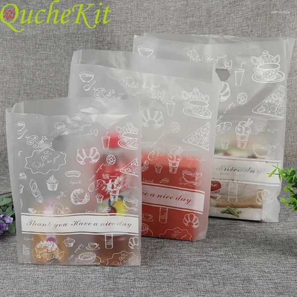 Enveloppe-cadeau 50pcs Candy Cake Plastic Packaging Sac à provisions avec poignée de fête de fête Baby Shower Emballage