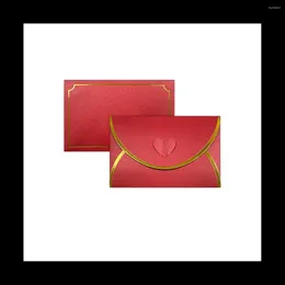 Envoltura de regalo 50pcs sobres de tarjeta con hebilla de amor envolvente de borde de oro para tarjetas de notas vino de boda rojo