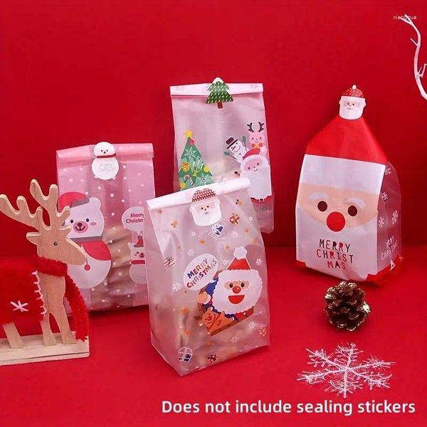 Envoltura de regalo 50 piezas Bolsa de embalaje de galletas de Navidad Merienda Nieve Crujiente Turrón Hornear Alimentos Suministros para fiestas navideñas
