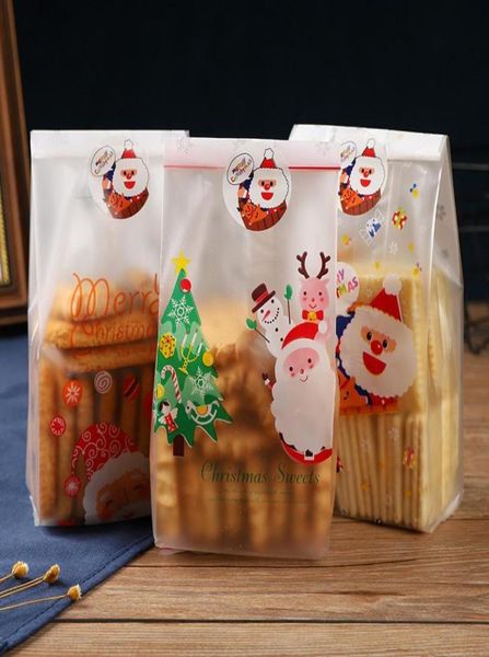 Enveloppe-cadeau 50pcs Christmas Cellophane Sacs Party Cookie Cookie Bakie Souces Biscuit Sac à main Fabriqué à la main Emballage en plastique 1054108