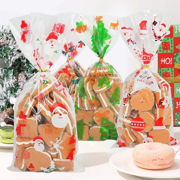 Envoltura de regalo 50 piezas Bolsa de regalo de Navidad Bolsas de plástico transparentes para regalos Dulces Galletas Navidad HomeStore Venta Bolsas de regalo para envolver galletas 231124