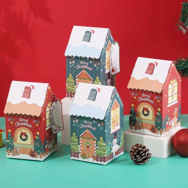 Cadeau cadeau 50pcs boîte de bonbons en forme de maison de Noël avec étiquette joyeuses décorations pour la maison ornement d'arbre de Noël 2024 ans