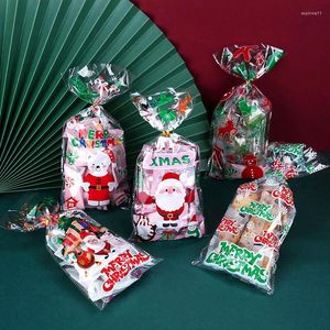 Cadeauverpakking 50 stuks Kerst Plastic Snoepzakken Koekjes Sneeuwvlokken Kerstman Kerstverpakking Zakje Jaargunsten