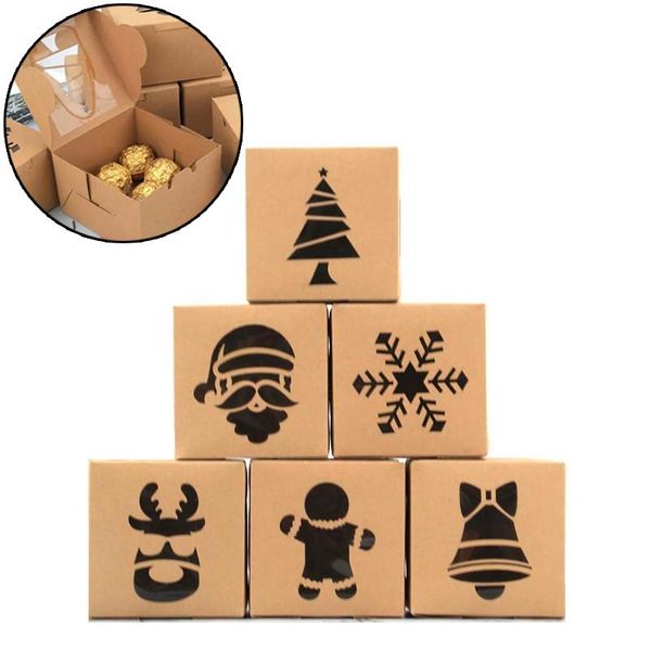 Cadeau cadeau 50pcs Windows Windows Biscui Boîte Boulangerie Emballage Cookie Gingerbread Homme Snack Party Fournitures