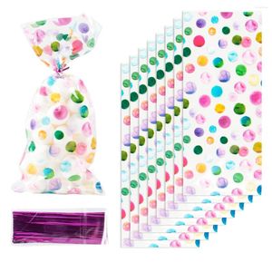 Emballage cadeau 50pcs coloré à pois impression Cellophane sac de bonbons fête d'anniversaire sacs à biscuits bébé douche mariage décoration emballage