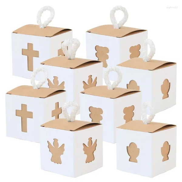Enveloppe-cadeau 50pcs créatif rétro kraft papier carré boîte de bonbons emballage de bonbons Bear angel saint grail croix de fête de fête
