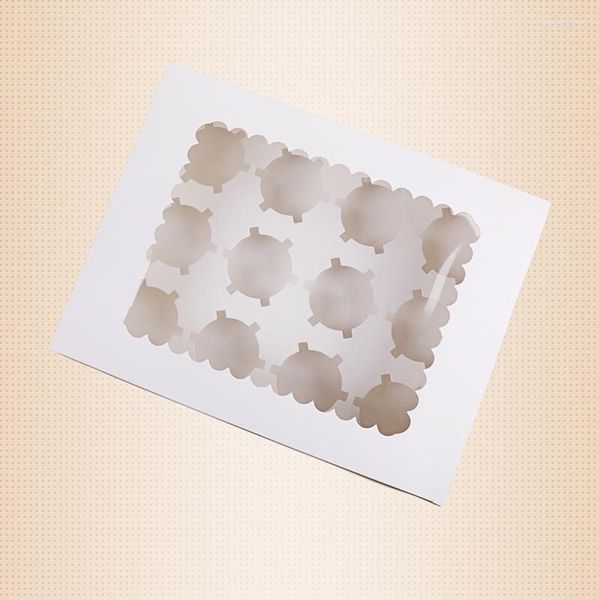 Envoltura de regalo 50 piezas Caja de magdalenas con ventana Cajas de papel Kraft marrón blanco Postre Mousse 12 Portavasos para pasteles Mayoristas Personalizados