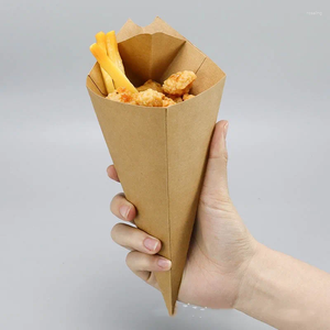 Envoltura de regalo 50 unids Papel kraft desechable Papas fritas Caja Pollo Palomitas de maíz Nuggets Comida rápida Comida para llevar Eco-Frinedly