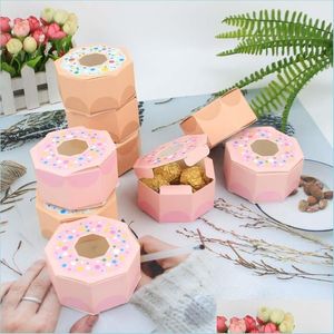 Emballage Cadeau 50 Pcs Donuts Hexagone Chocolat Bonbons Boîte Cadeau Diy Doux Thème Fête De Mariage Anniversaire Enfants Baby Shower Favor Emballage Supp Dh2En