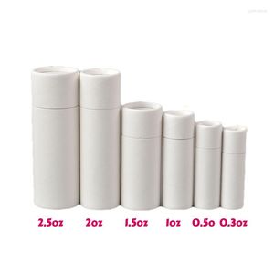 Emballage cadeau 50pcs écologique couleur blanche papier vide tube de rouge à lèvres déodorants à l'huile de lèvre biodégradable emballage de cylindre de poussée