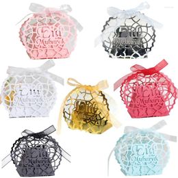 Enveloppe cadeau 50pcs eid mubarak box candy box creux en dentelle de mariage favor au chocolat