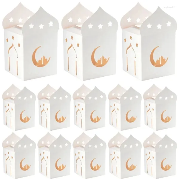 Cadeau cadeau 50pcs Eid Mubarak Candy Boxes Creux Star Moon Cookie Emballage Boîte Ramadan Islamique Musulman Décoration Fournitures Durable