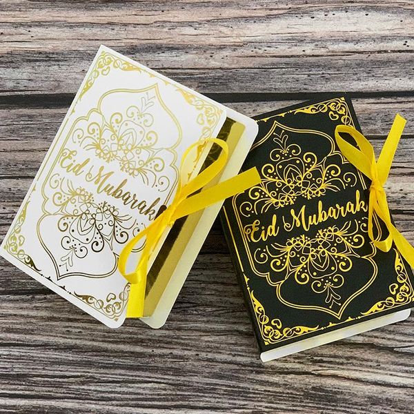 Papel de regalo 50 Uds Eid Mubarak cajas de dulces de Chocolate forma de libro decoración de Ramadán caja de embalaje suministros para fiestas islámicas musulmanas