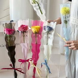 Envoltura de regalo 50 piezas flores de mangas de un solo ramo bolsas de envasado florist rosa envolvente bolsa de plástico transparente de San Valentín regalos de boda decoración