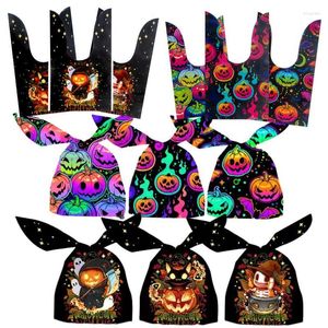 Cadeauverpakking 50 stuks Halloween-zakken Oorpompoen Plastic zak voor kinderen Koekjes Dessert DIY-verpakkingsbenodigdheden Bakken Decoraties