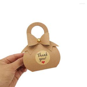 Envoltura de regalo 50pcs arco de bolso de bolso Kraft Trata de dulces Cajas portátiles de agradecimiento de agradecimiento de cartón