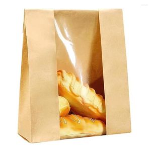 Enveloppe-cadeau 50pcs Sacs à pain faits maison avec fenêtre de la fenêtre BPA BPA Emballage gratuit Rangement en papier boulangerie