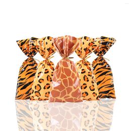 Cadeaupapier 50st Jungle Dierentraktatiezakjes Wilde Giraffe Luipaardprint Cellofaan Plastic Snoepzakje Safari Dierentuin Verjaardag Feestartikelen