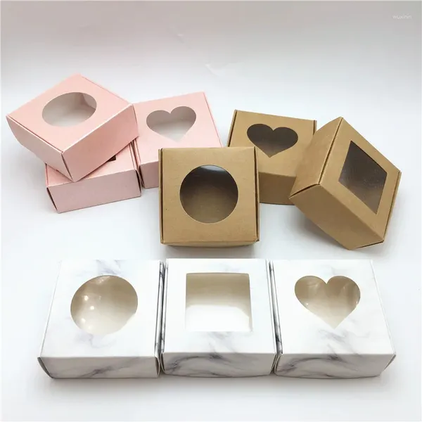 Cadeau cadeau 50pcs kraft boîte bricolage boîtes à savon à la main mariage pour la Saint-Valentin Noël