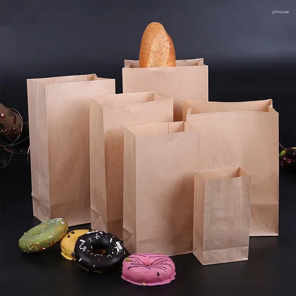 Envoltura de regalo 50 unids Bolsas de papel Kraft Comida para llevar Sándwich Pan Navidad Suministros de fiesta de boda Embalaje de embalaje