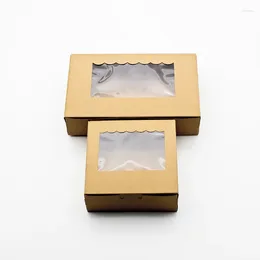 Cadeau cadeau 50pcs boîte de papier kraft pour l'artisanat de gâteau de bonbons avec des boîtes de fenêtre de mariage faveur brun emballage carton fournisseur