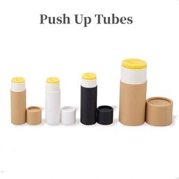 Cadeau cadeau 50pcs papier kraft push up tubes biodégradables carton cosmétique emballage cylindrique baume à lèvres déodorant conteneur 230926