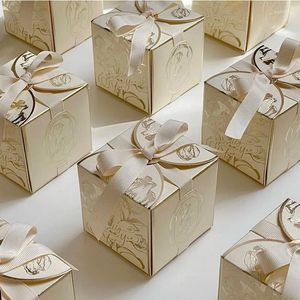 Envoltura de regalo 50 piezas de tulipanes de lujo de lujo con cajas de paquete de chocolate de cinta de cinta de baby shower baby shower favor para invitado