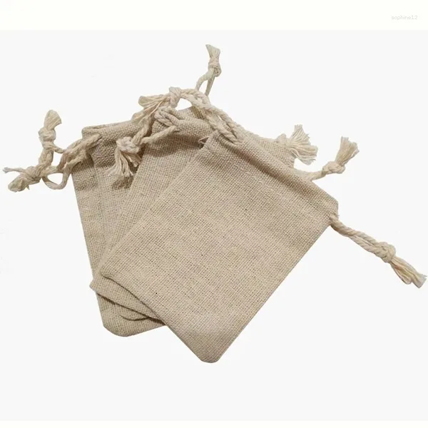 Cadeau cadeau 50pcs sacs de linge de mariage porte-cadeaux mousseline coton stockage bijoux pochettes de cordon