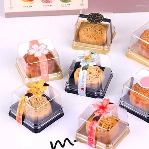 Emballage cadeau 50pcs longue bande autocollant de gâteau transparent cupcake étiquette de scellage boîte à dessert conteneur pâtisserie boîtes d'emballage de cuisson