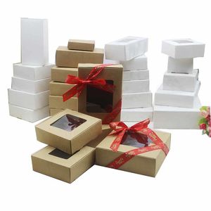 Emballage cadeau 50 pcs/lot 37 tailles boîte en papier Kraft Vintage design en marbre savon fait main blanc cadeau noir emballage bijoux 221202