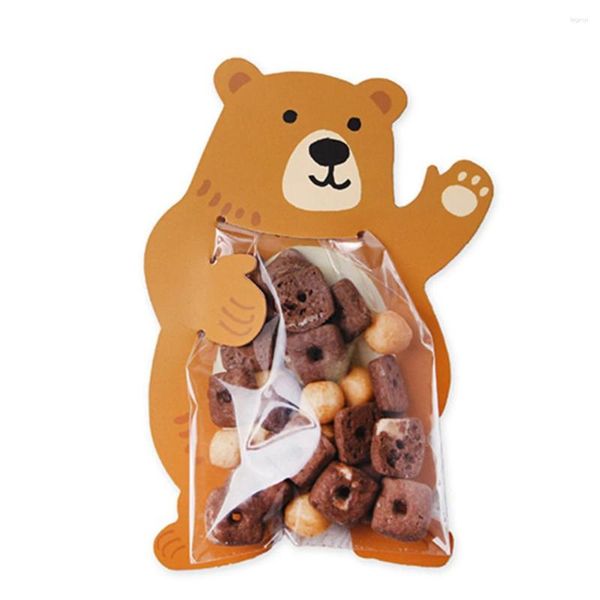 Emballage cadeau 50pcs / lot animal mignon emballage sacs de bonbons baby shower fête d'anniversaire cookie ours boîte cadeaux enfants en gros